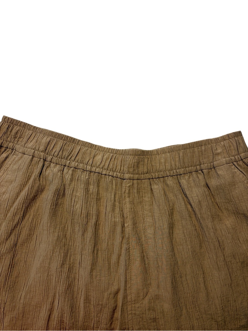 Madewell Crinkled Crepe Straight Leg Crop Pants Size M Khaki Pull On Summer NWT - Picture 3 of 8